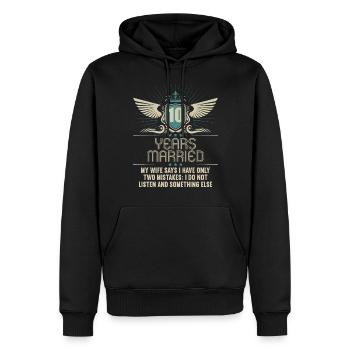10 Jahre verheiratet nur 2 Fehler 10.Hochzeitstag - Männer Premium Bio Hoodie - Schwarz - Vorne - Nico (187cm)