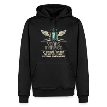 7 Jahre verheiratet nur 2 Fehler 7.Hochzeitstag - Männer Premium Bio Hoodie - Schwarz - Vorne - Nico (187cm)