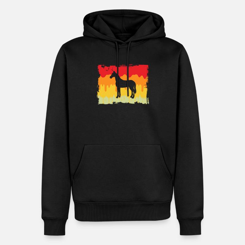 Pferd Retro - Männer Premium Bio Hoodie - Schwarz