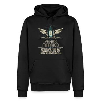 8 Jahre verheiratet nur 2 Fehler 8.Hochzeitstag - Männer Premium Bio Hoodie - Schwarz - Vorne - Nico (187cm)