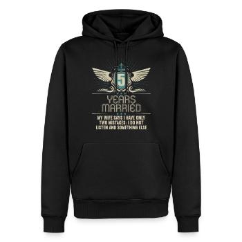 5 ans marié seulement 2 erreurs 5ème anniversaire de mariage - Sweat à capuche Premium bio Homme - noir - Devant - Nico (187cm)