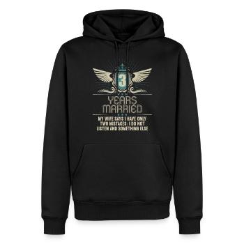 3 years married only 2 mistakes 3.Wedding anniversary - Men’s Premium Organic Hoodie - black - Front - Nico (187cm)