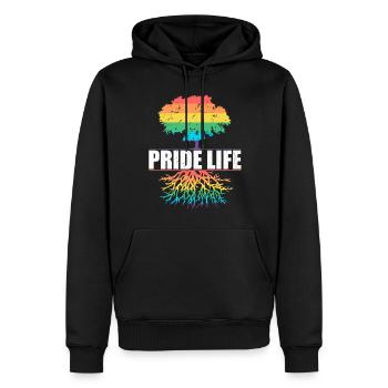 Pride Life - Communauté du Mois de la Gay Pride LGBT - Sweat à capuche Premium bio Homme - noir - Devant - Nico (187cm)