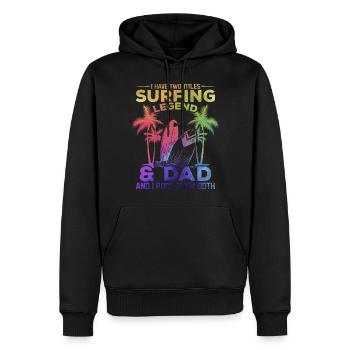 Ich habe zwei Titel Surfing Legend & Dad Surfer - Männer Premium Bio Hoodie - Schwarz - Vorne - Nico (187cm)