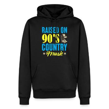 Raised On 90's Country Music Cowboy - Men’s Premium Organic Hoodie - black - Front - Nico (187cm)
