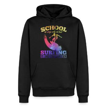 L’école est importante mais le surf est important - Sweat à capuche Premium bio Homme - noir - Devant - Nico (187cm)