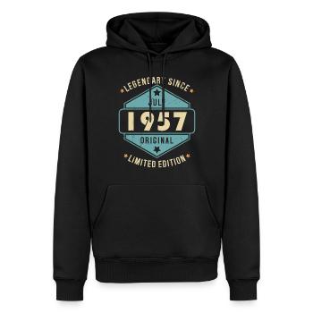 Juillet 1957 Vintage Retro Anniversaire - Sweat à capuche Premium bio Homme - noir - Devant - Nico (187cm)