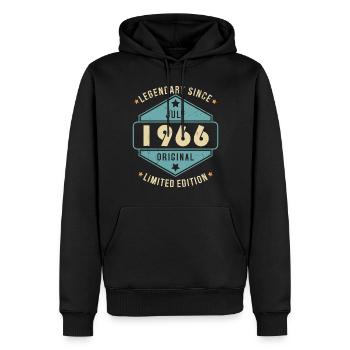 Juillet 1966 Vintage Retro Anniversaire - Sweat à capuche Premium bio Homme - noir - Devant - Nico (187cm)