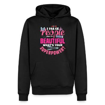 I Make People Beautiful Hairdresser - Männer Premium Bio Hoodie - Schwarz - Vorne - Nico (187cm)