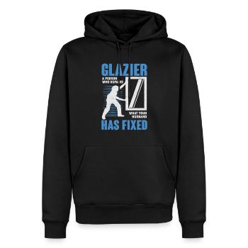 Drôle de vitrier Profession Maître Vitrier Cadeau - Sweat à capuche Premium bio Homme - noir - Devant - Nico (187cm)