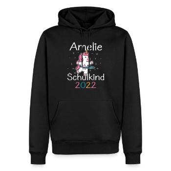 Einschulung 2022 Amelie Einhorn Erstklässler 2022 - Männer Premium Bio Hoodie - Schwarz - Vorne - Nico (187cm)
