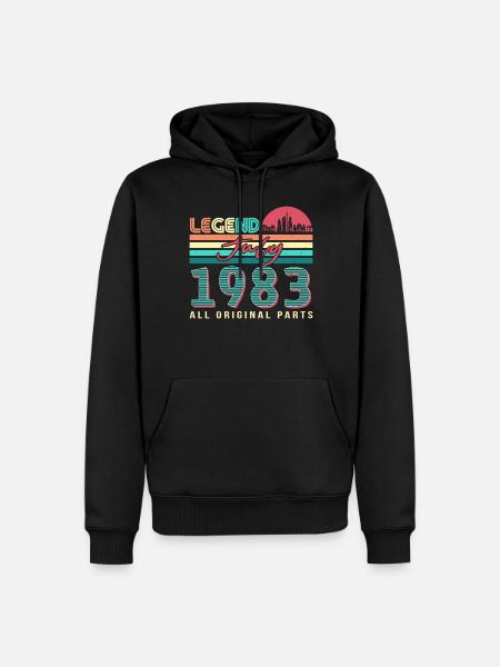 Né en 1983 en juillet - Sweat à capuche Premium bio Homme - noir