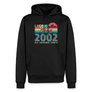 20 ans en juillet 2002 - Sweat à capuche Premium bio Homme - noir - Devant - Nico (187cm)