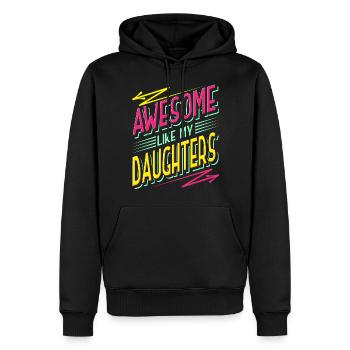 Parents Mère Père de filles Filles - Sweat à capuche Premium bio Homme - noir - Devant - Nico (187cm)