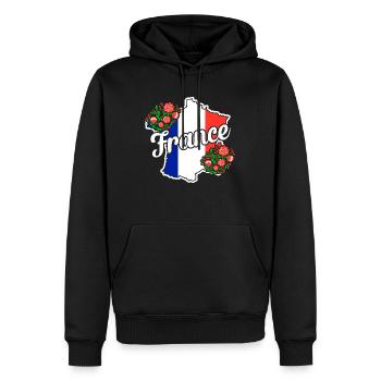 France - Sweat à capuche Premium bio Homme - noir - Devant - Nico (187cm)