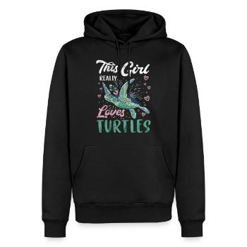Tortue Détendue Chill Mer Océan Plage - Sweat à capuche Premium bio Homme - noir - Devant - Nico (187cm)