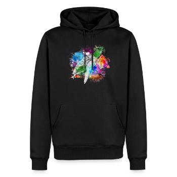 Tortue Détendue Chill Mer Océan Plage - Sweat à capuche Premium bio Homme - noir - Devant - Nico (187cm)