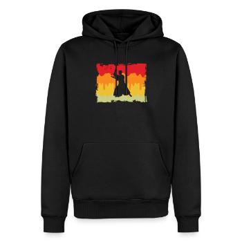 Aïkido Rétro - Sweat à capuche Premium bio Homme - noir - Devant - Nico (187cm)