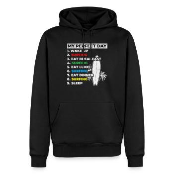 Surfeur d’eau Ma journée parfaite de surf - Sweat à capuche Premium bio Homme - noir - Devant - Nico (187cm)