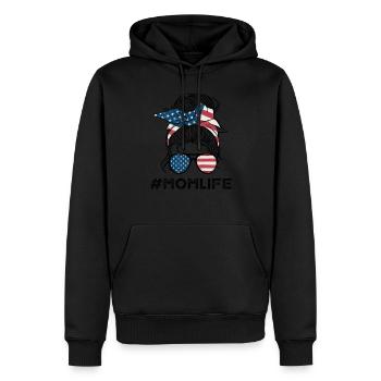 Frauen Merica Momlife - Männer Premium Bio Hoodie - Schwarz - Vorne - Nico (187cm)