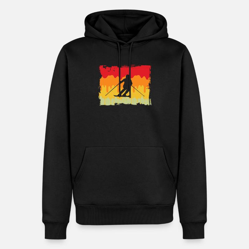 Ski Rétro - Sweat à capuche Premium bio Homme - noir