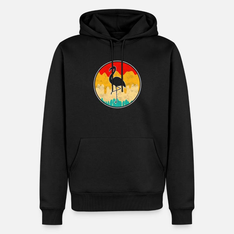 Flamingo Retro - Männer Premium Bio Hoodie - Schwarz
