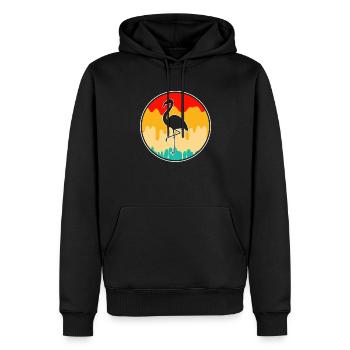 Flamant Rose Rétro - Sweat à capuche Premium bio Homme - noir - Devant - Nico (187cm)