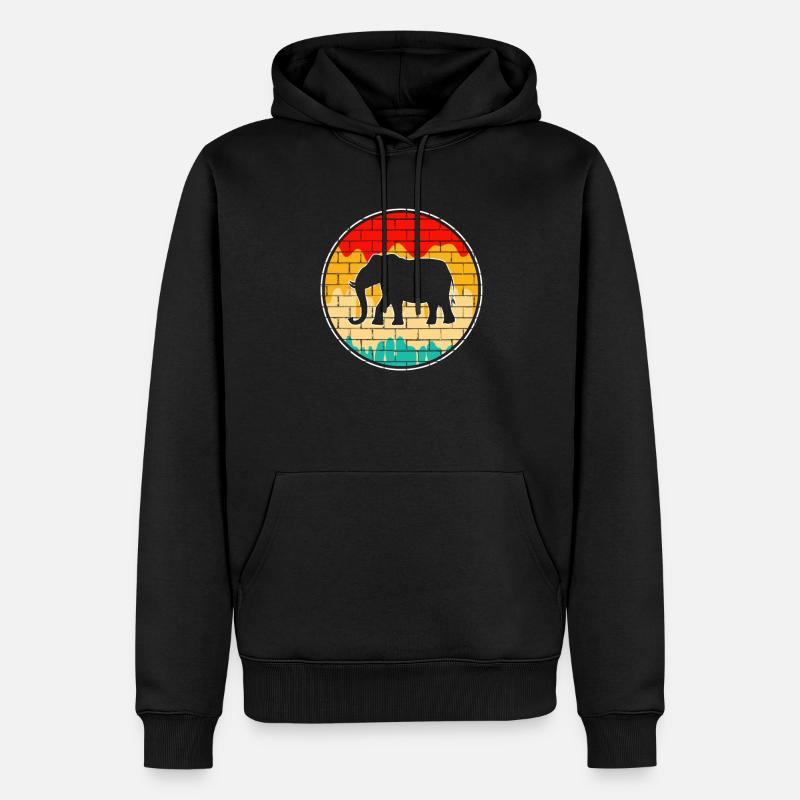 Rétro éléphant - Sweat à capuche Premium bio Homme - noir