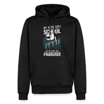 Parkour Free Running Traceur - Sweat à capuche Premium bio Homme - noir - Devant - Nico (187cm)