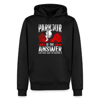 Parkour Free Running Traceur - Sweat à capuche Premium bio Homme - noir - Devant - Nico (187cm)