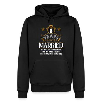 8 Jahre verheiratet nur 2 Fehler 8.Hochzeitstag - Männer Premium Bio Hoodie - Schwarz - Vorne - Nico (187cm)