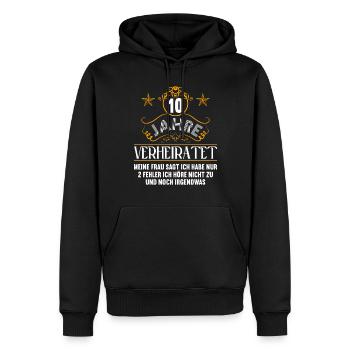 10 Jahre verheiratet nur 2 Fehler 10.Hochzeitstag - Männer Premium Bio Hoodie - Schwarz - Vorne - Nico (187cm)