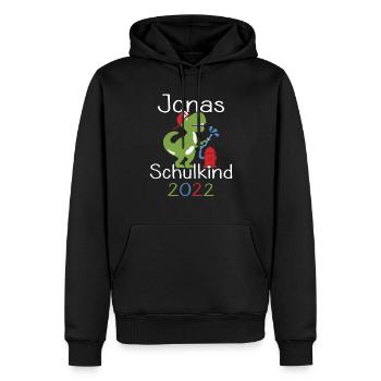 Jonas 2022 T-Rex Einschulung Erstklässler 2022 - Männer Premium Bio Hoodie - Schwarz - Vorne - Nico (187cm)