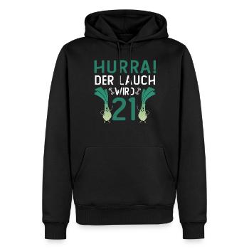 Hurra der Lauch wird 21 - Männer Premium Bio Hoodie - Schwarz - Vorne - Nico (187cm)