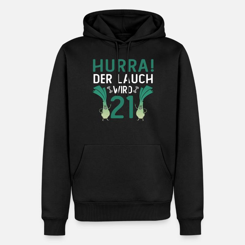 Hurra der Lauch wird 21 - Männer Premium Bio Hoodie - Schwarz