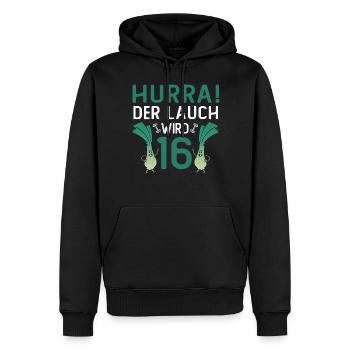 Hurra der Lauch wird 16 - Männer Premium Bio Hoodie - Schwarz - Vorne - Nico (187cm)