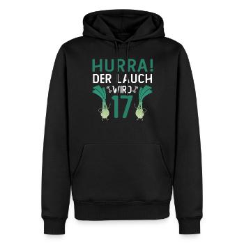 Hurra der Lauch wird 17 - Männer Premium Bio Hoodie - Schwarz - Vorne - Nico (187cm)