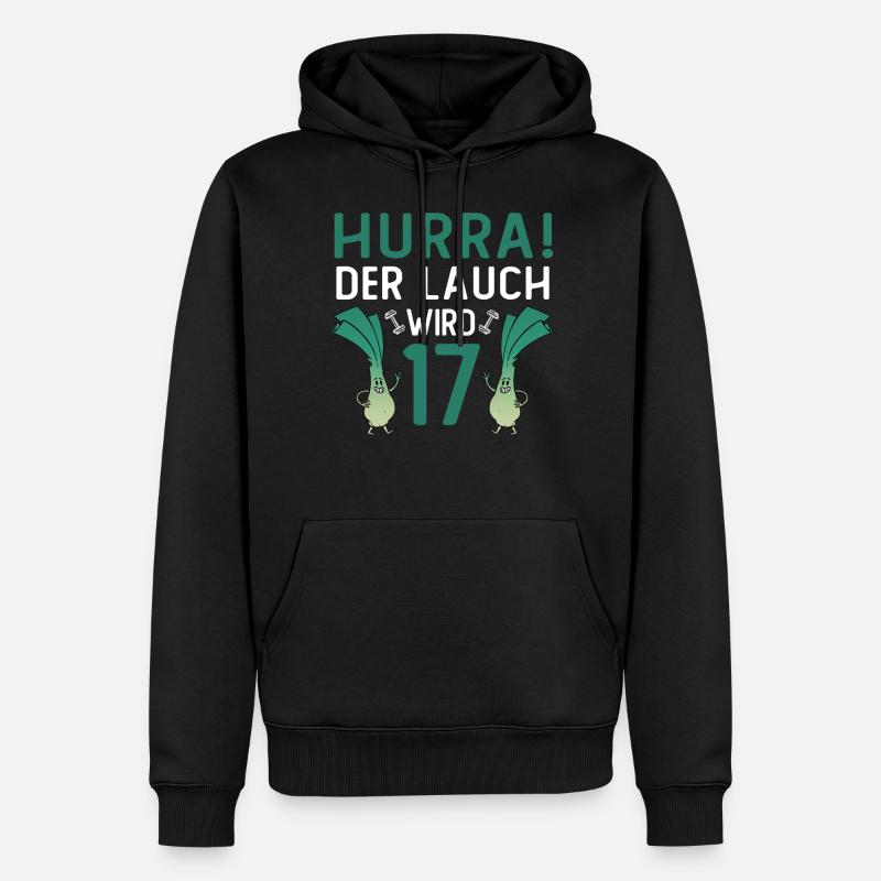 Hurra der Lauch wird 17 - Männer Premium Bio Hoodie - Schwarz