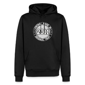 Vintage Made In 2011 Original Part Geburtstag 2011 - Männer Premium Bio Hoodie - Schwarz - Vorne - Nico (187cm)