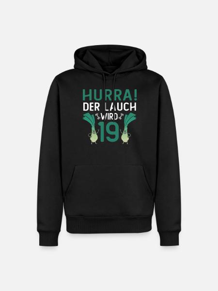Hurra der Lauch wird 19 - Männer Premium Bio Hoodie - Schwarz