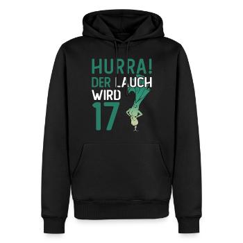 Hurra der Lauch wird 17 - Männer Premium Bio Hoodie - Schwarz - Vorne - Nico (187cm)