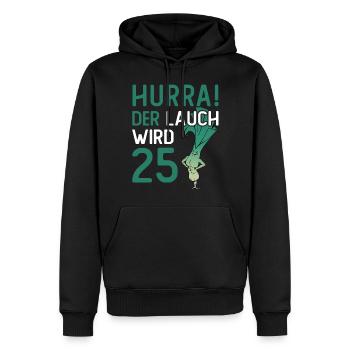 Herren 25. Geburtstag Hurra der Lauch wird 25 - Männer Premium Bio Hoodie - Schwarz - Vorne - Nico (187cm)