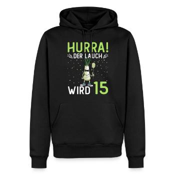 Hurra der Lauch wird 17 - Männer Premium Bio Hoodie - Schwarz - Vorne - Nico (187cm)
