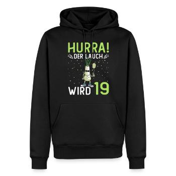 Hurra der Lauch wird 19 - Männer Premium Bio Hoodie - Schwarz - Vorne - Nico (187cm)