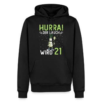 Hurra der Lauch wird 21 - Männer Premium Bio Hoodie - Schwarz - Vorne - Nico (187cm)