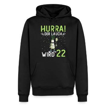 Hurra der Lauch wird 22 - Männer Premium Bio Hoodie - Schwarz - Vorne - Nico (187cm)