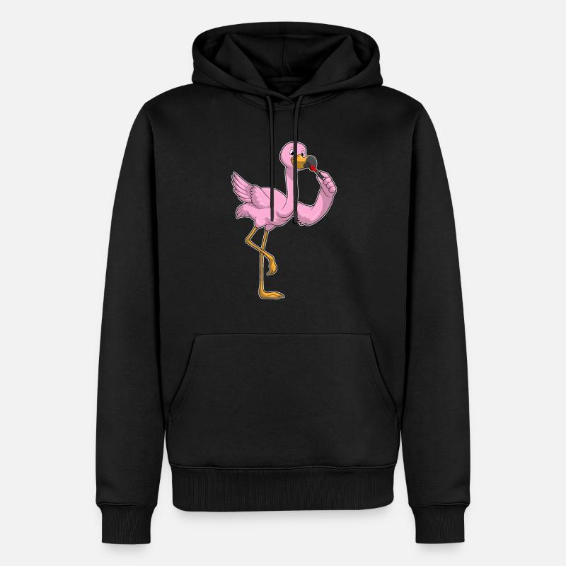 Flamingo mit Lippenstift - Männer Premium Bio Hoodie - Schwarz