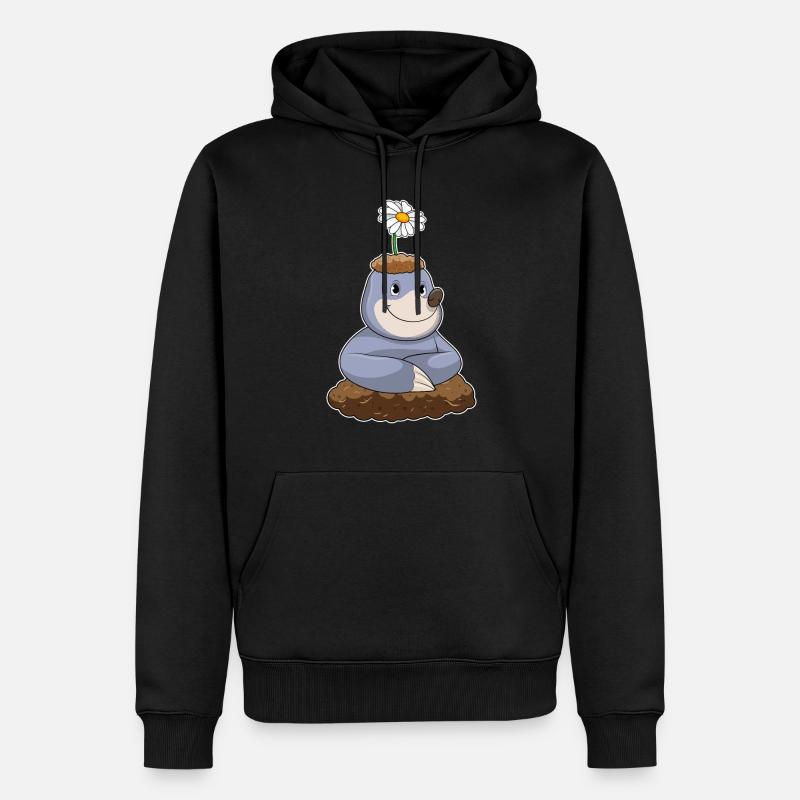 Maulwurf mit Gänseblümchen Blume - Männer Premium Bio Hoodie - Schwarz