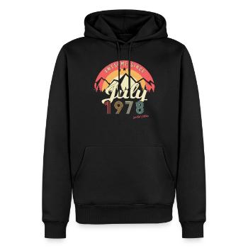 Meilleurs vœux d’anniversaire 1978 Juillet - Sweat à capuche Premium bio Homme - noir - Devant - Nico (187cm)