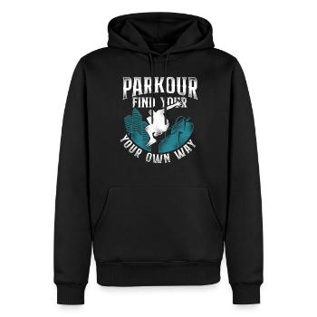 Parkour Free Running Traceur - Sweat à capuche Premium bio Homme - noir - Devant - Nico (187cm)